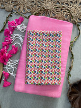 Baby Pink Handloom Cotton Saree With Butti Print Blouse